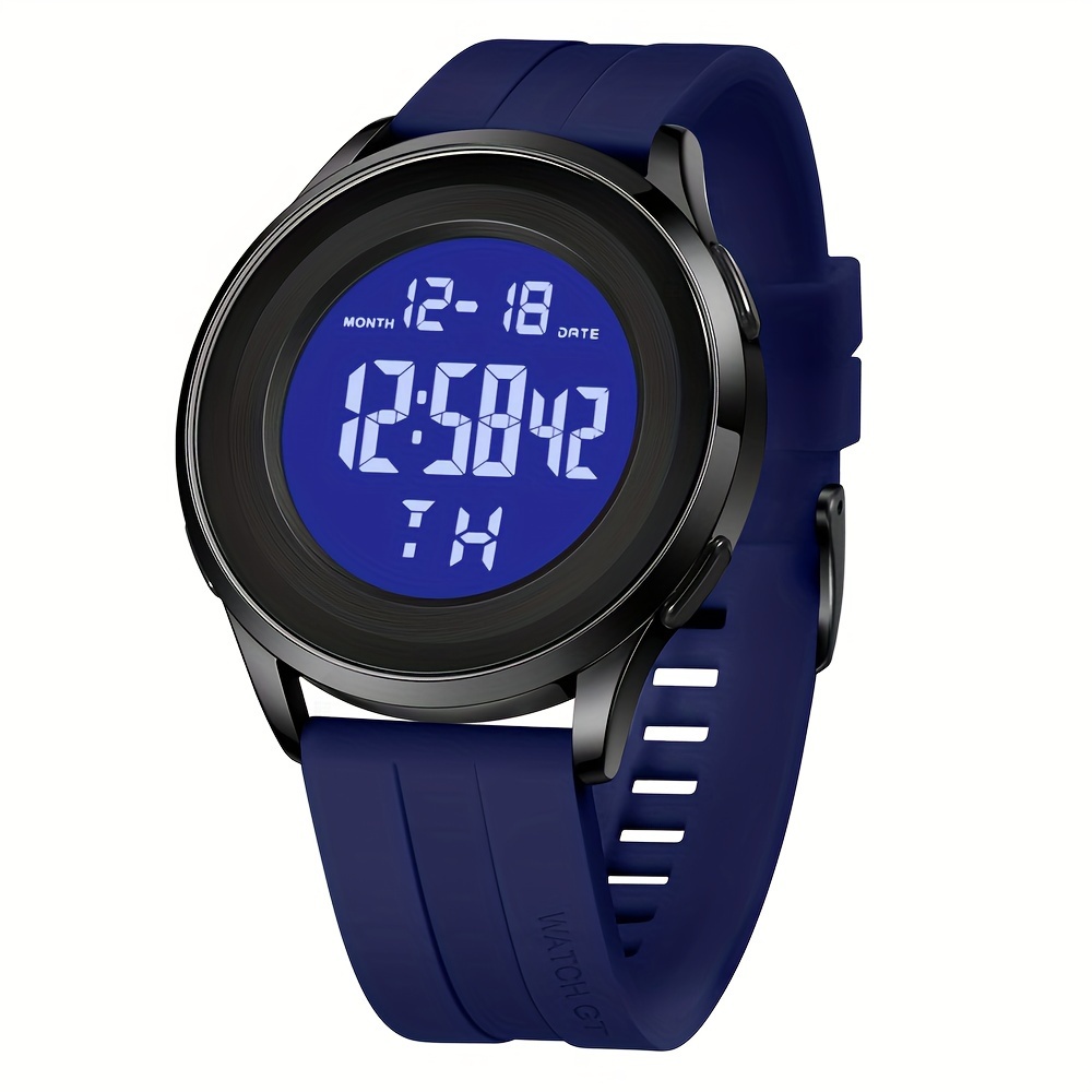 mens digital watch black dive sports ultra thin wrist watch details 15