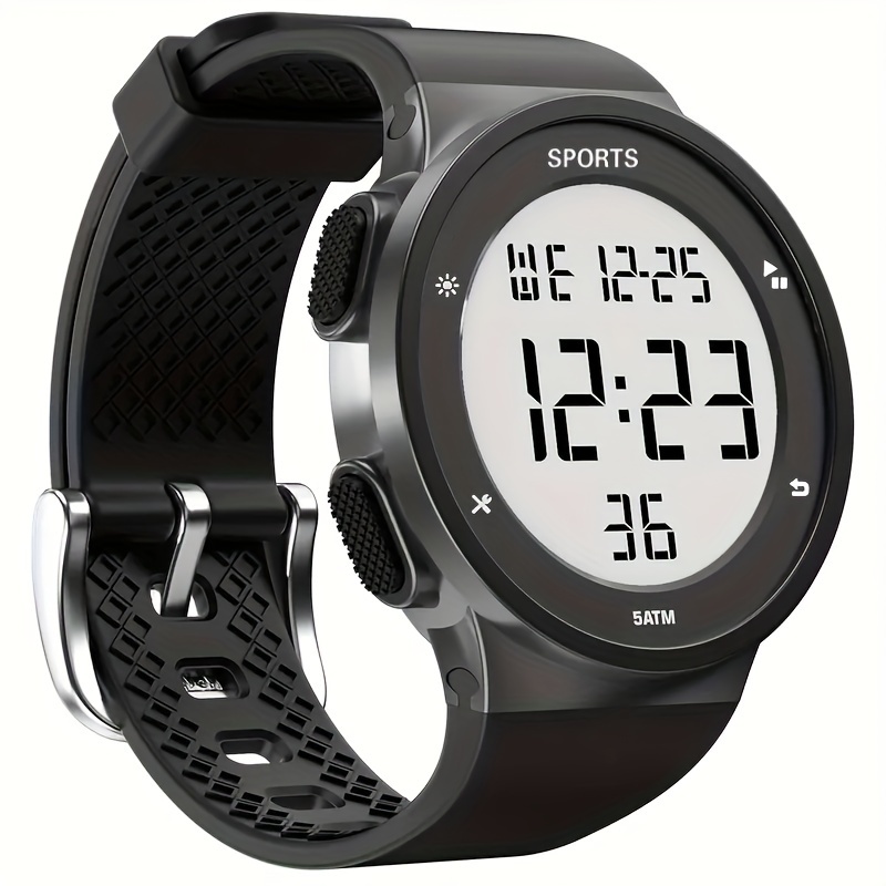 stylish sports watch with high definition led display silicone band stopwatch date function perfect for couples details 0