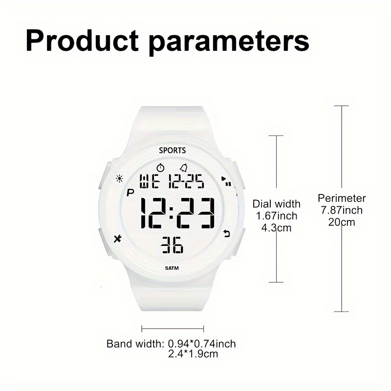 stylish sports watch with high definition led display silicone band stopwatch date function perfect for couples details 2